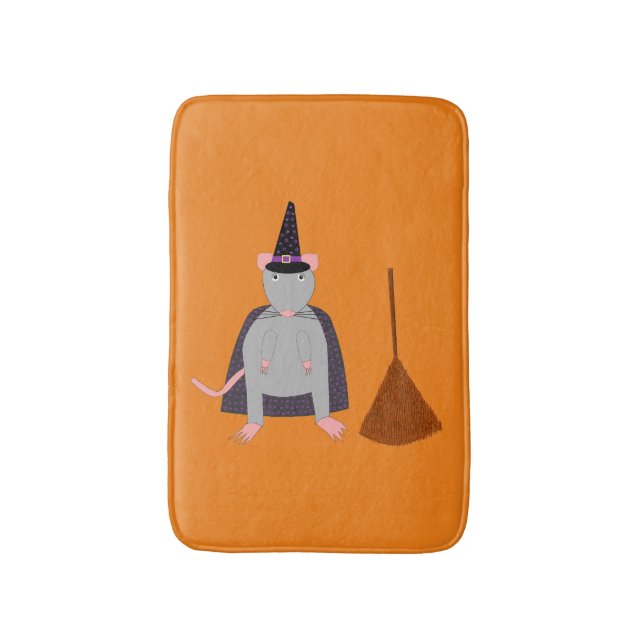 Halloween Witch Råtta och Broom Badrumsmatta (Framsidan (Vertikal))