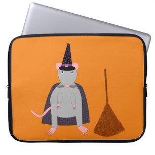 Halloween Witch Råtta och Broom Laptop Fodral