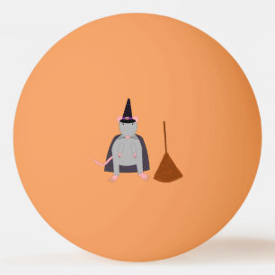 Halloween Witch Råtta och Broom Pingisboll
