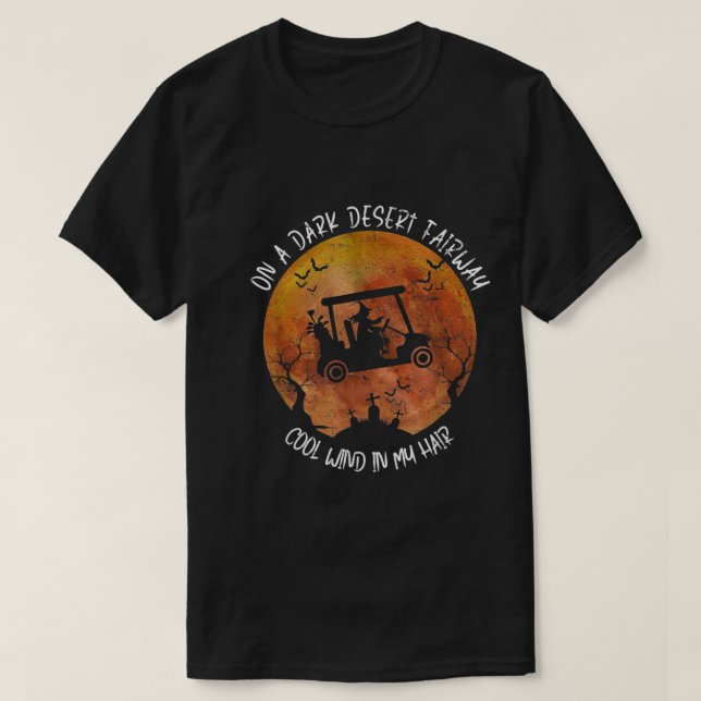 Halloween Witch rider Golf Cart på en Mörk Desert T Shirt (Design framsida)