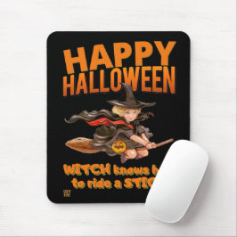 "HALLOWEEN WITCH RIDES STICK" lustigt Musmatta