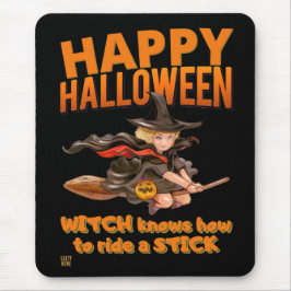"HALLOWEEN WITCH RIDES STICK" lustigt Musmatta