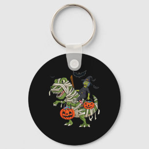 Halloween Witch Riding T Rex Roligt Boys Girls Kid Nyckelring