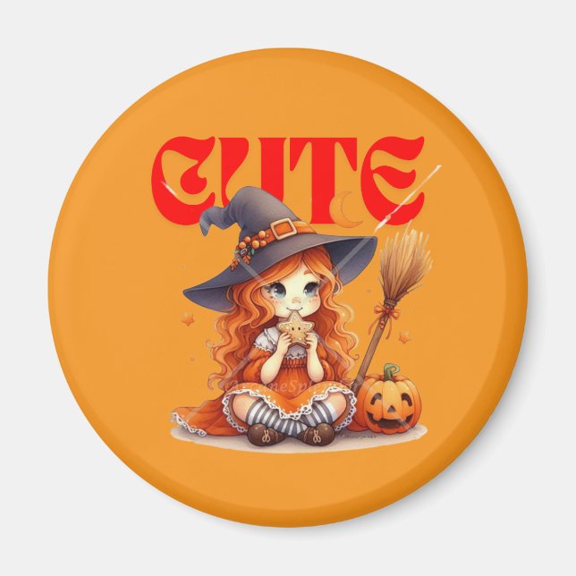 Halloween Witch Roligt Magnet (Framsidan)