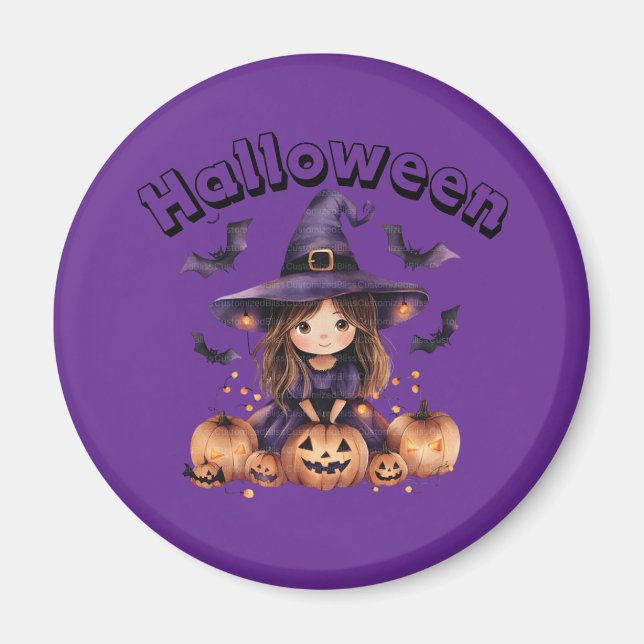 Halloween Witch Roligt Magnet (Framsidan)