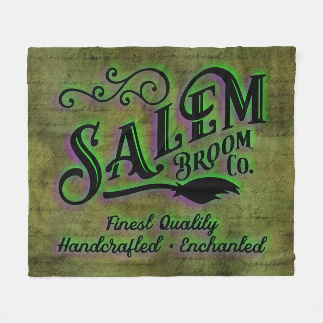Halloween Witch Salem Broom Company Sign Fleecefilt (Framsidan (Horisontell))
