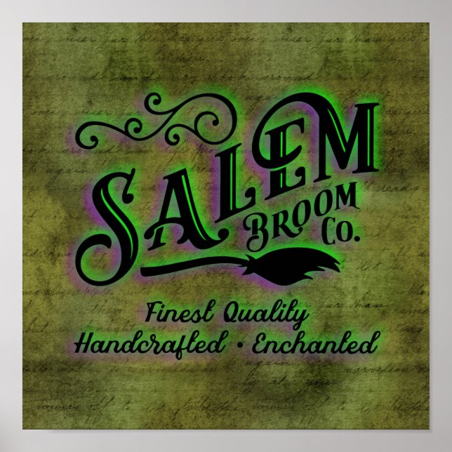 Halloween Witch Salem Broom Company Sign Poster (Framsidan)