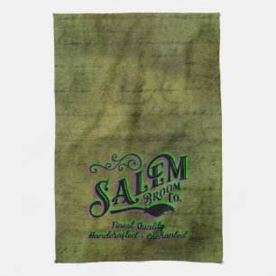 Halloween Witch Salem Broom Company-skylt Kökshandduk