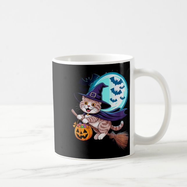 Halloween Witch Scottish Fold Moon Coupari  Kaffemugg (Höger)