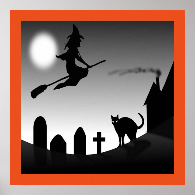HALLOWEEN WITCH SILHOUETTE POSTER (Framsidan)
