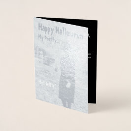 Halloween Witch Silver Foil Greeting Card Folierat Kort