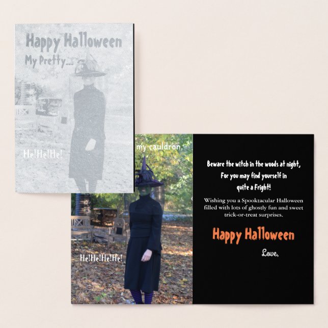 Halloween Witch Silver Foil Greeting Card Folierat Kort (Display)