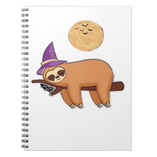 Halloween Witch Sloth Premium T-Shirt Anteckningsbok