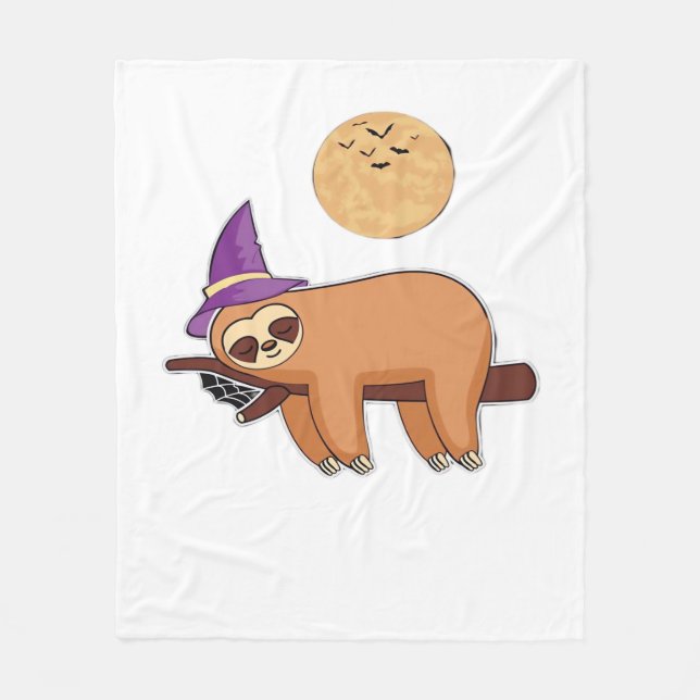 Halloween Witch Sloth Premium T-Shirt Fleecefilt (Framsidan)