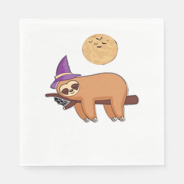 Halloween Witch Sloth Premium T-Shirt Pappersservett (Framsidan)