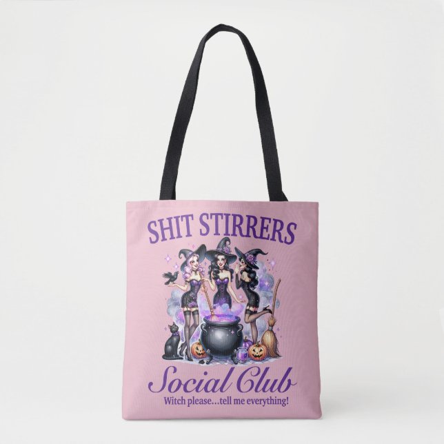 Halloween Witch Social Klubb Tote Bag Tygkasse (Framsida)