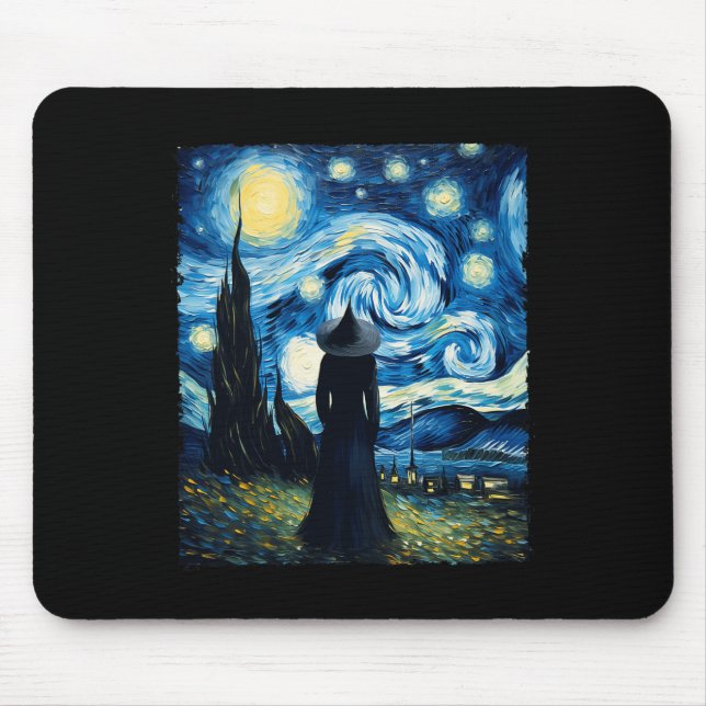 Halloween Witch Starry Night Van Gogh Aesthetic Pa Musmatta (Framsidan)