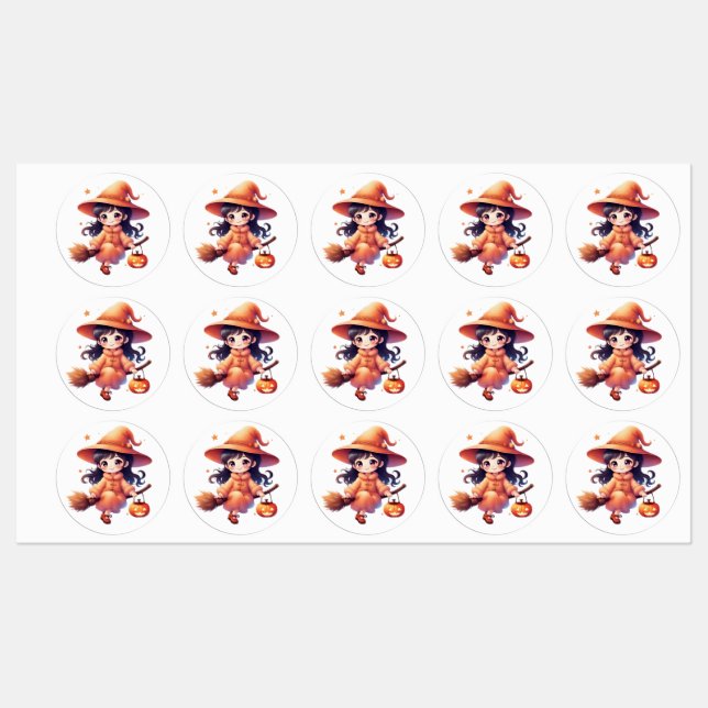 "Halloween Witch Stickers - Cute Pumpkin Witch wit (Ark)