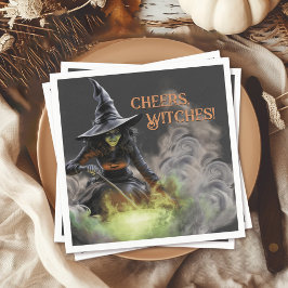 Halloween Witch Stirring Cauldron Pappersservett