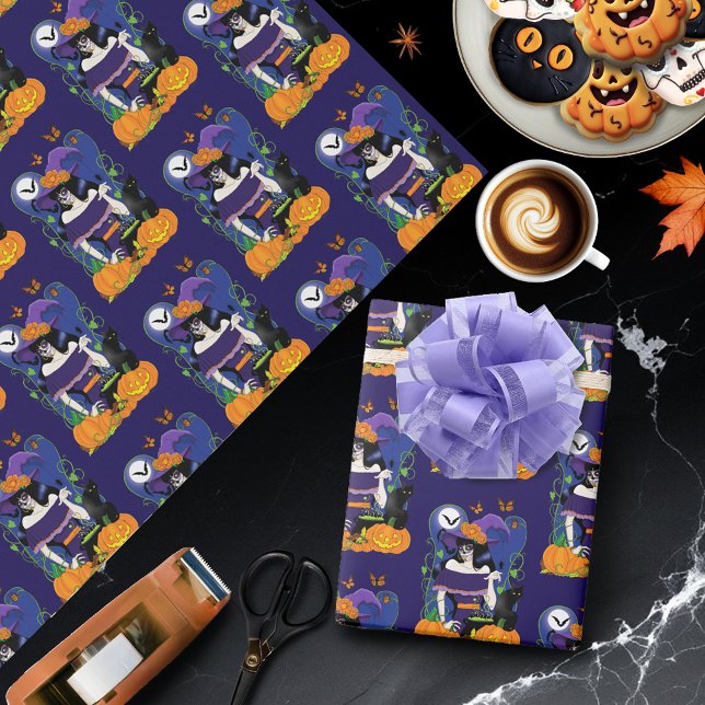 Halloween Witch Sugar Skull Presentpapper (Skapare uppladdad)
