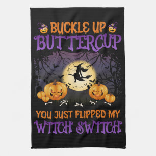 Halloween Witch Switch Buckle Up Butterpe Kökshandduk