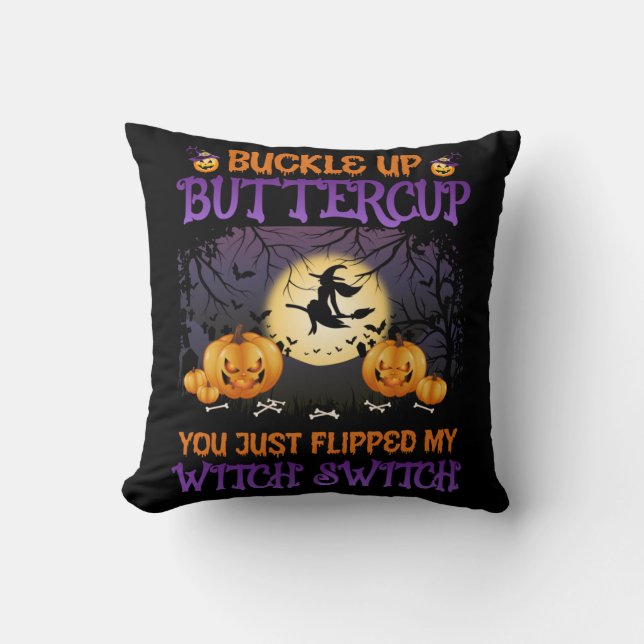 Halloween Witch Switch Buckle Up Butterpe Kudde (Framsida)
