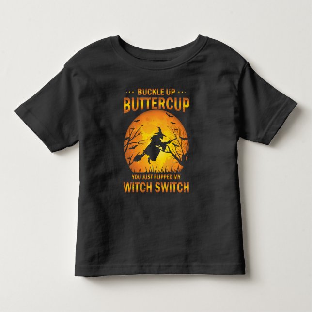 Halloween Witch Switch Buckle Up Butterpe T-Shirt (Framsida)