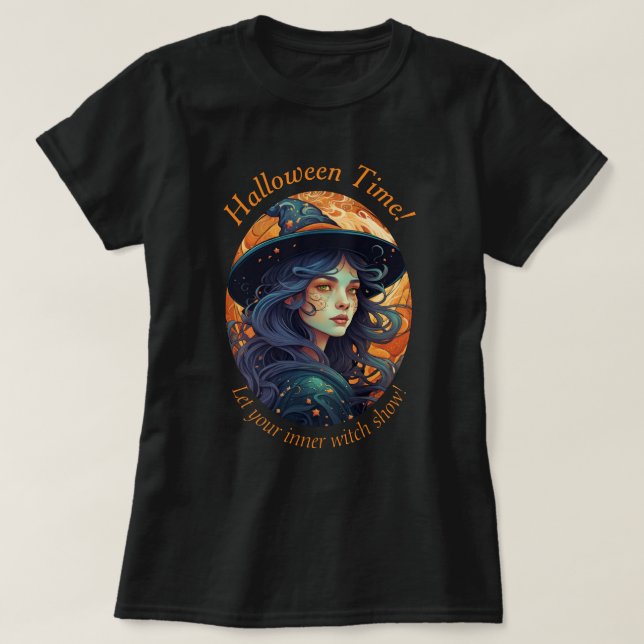 Halloween Witch T-Shirt för henne (Design framsida)