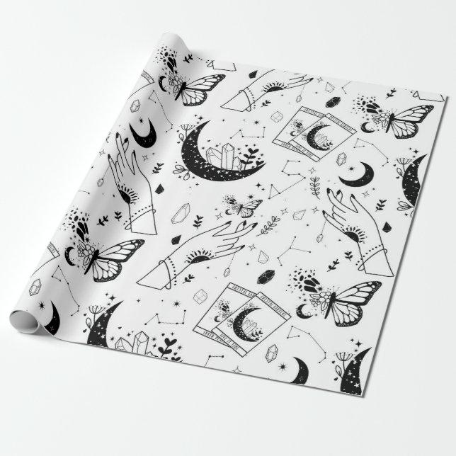 Halloween Witch Tarot Card Crystal Moon Presentpapper (Utrullad)