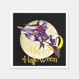 Halloween Witch tecknad papper napkin Pappersservett