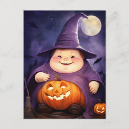 Halloween Witch Tecknade figurer Illustration Helg Vykort