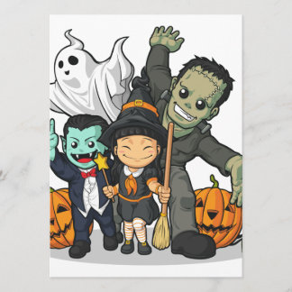 Halloween Witch, Vampire, Frankenstein & Ghost Kort