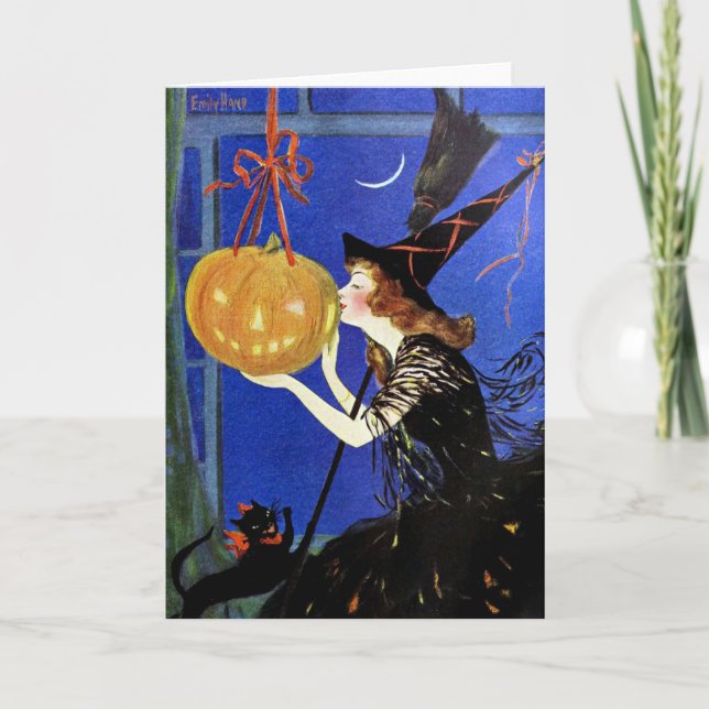 Halloween Witch Vintage Art Kort (Framsida)