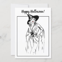 Halloween Witch Vintage Illustration Kort
