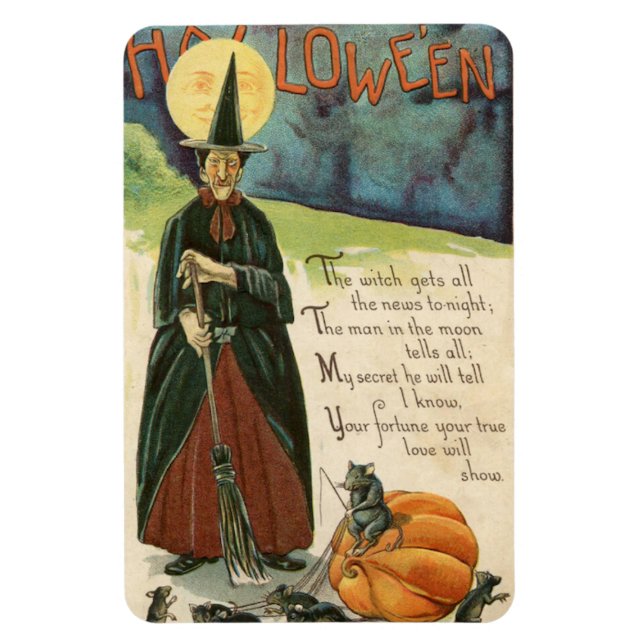 Halloween Witch Vintage Magnet (Vertikal)