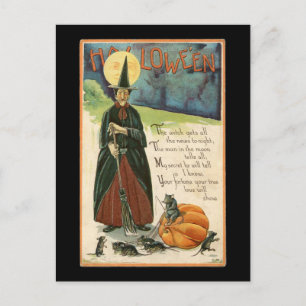 Halloween Witch Vintage Vykort