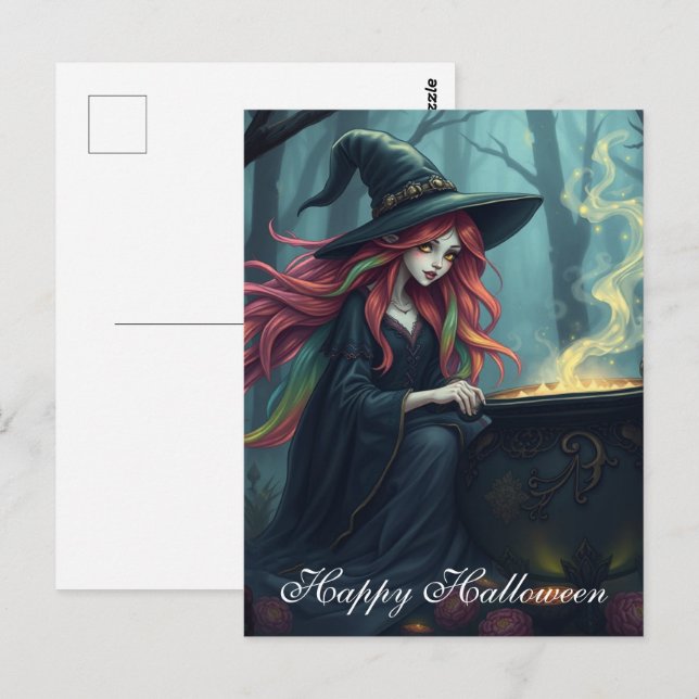 Halloween Witch Vykort (Fram/baksida)