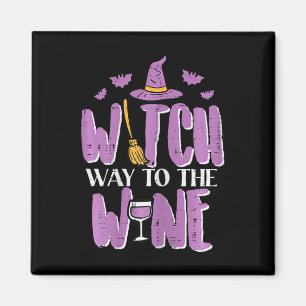 Halloween Witch Way Way Way-vägen till Funny Pun C Magnet