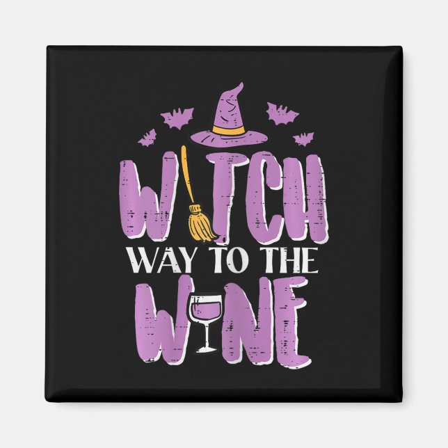 Halloween Witch Way Way Way-vägen till Funny Pun C Magnet (Framsidan)