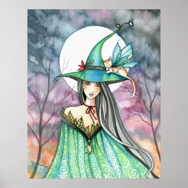 Halloween Witch Winged Cat Poster (Framsidan)