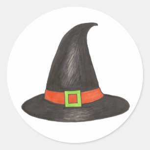 Halloween Witch Witches Black Hat Haunted House Runt Klistermärke