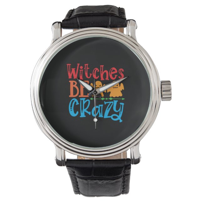 Halloween Witches Be Crazy Birthday Armbandsur (Framsida)