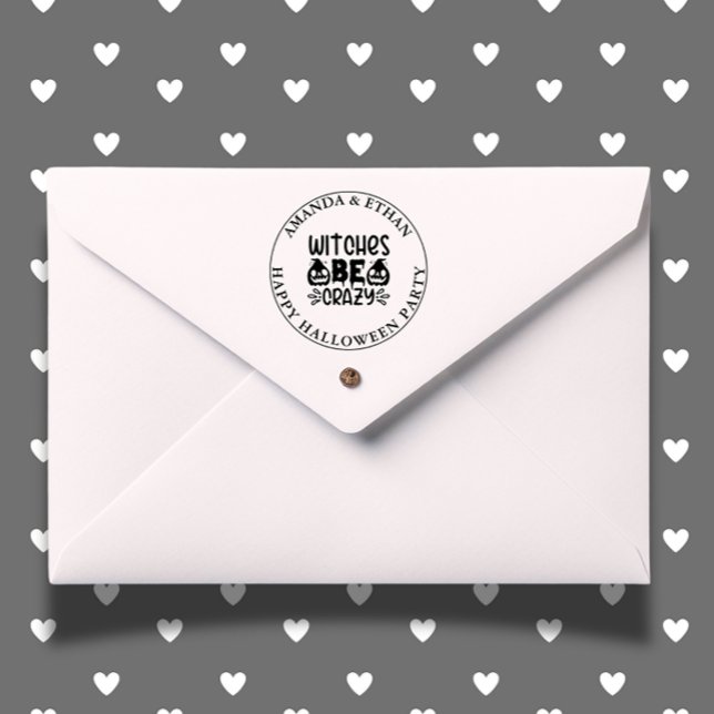 HALLOWEEN WITCHES BE CRAZY Themme Självfärgande Stämpel (Add a playful touch to your Halloween crafts with our “WITCHES BE CRAZY” self-inking stamp.)