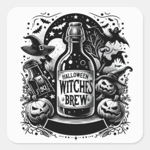 Halloween Witches Brew Fyrkantigt Klistermärke