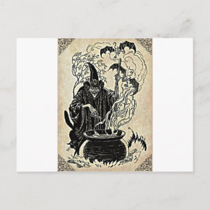 Halloween Witches Cauldron Vykort