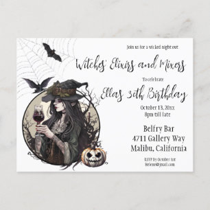 Halloween Witches' Elixirs and Mixers Vykort
