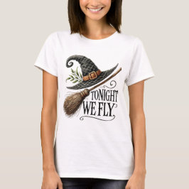 Halloween Witches Hat Broomstick T Shirt