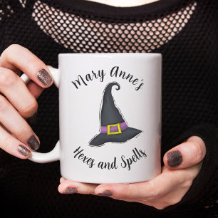 Halloween Witches Hat Cute Whimsical Script Kaffemugg