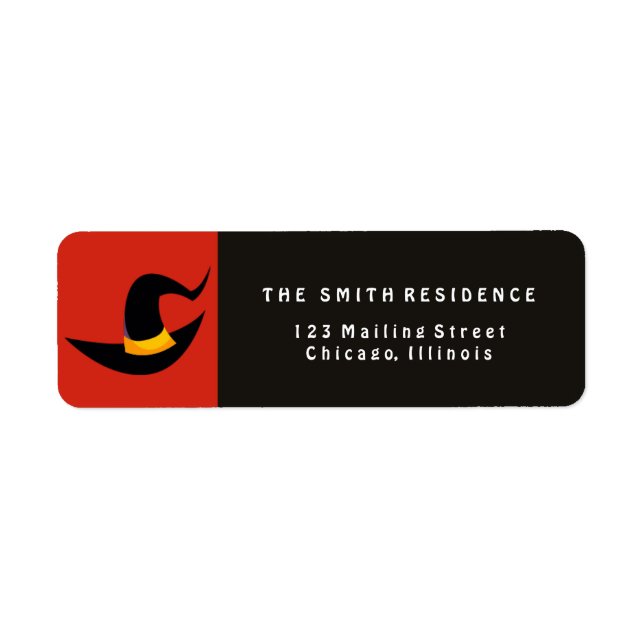 Halloween Witches Hat Returadress Etikett (Framsidan)