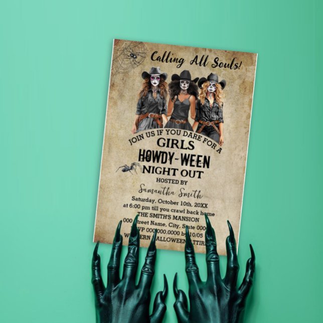 Halloween Witches Howdy-ween Day of the dead Party Inbjudningar (Skapare uppladdad)